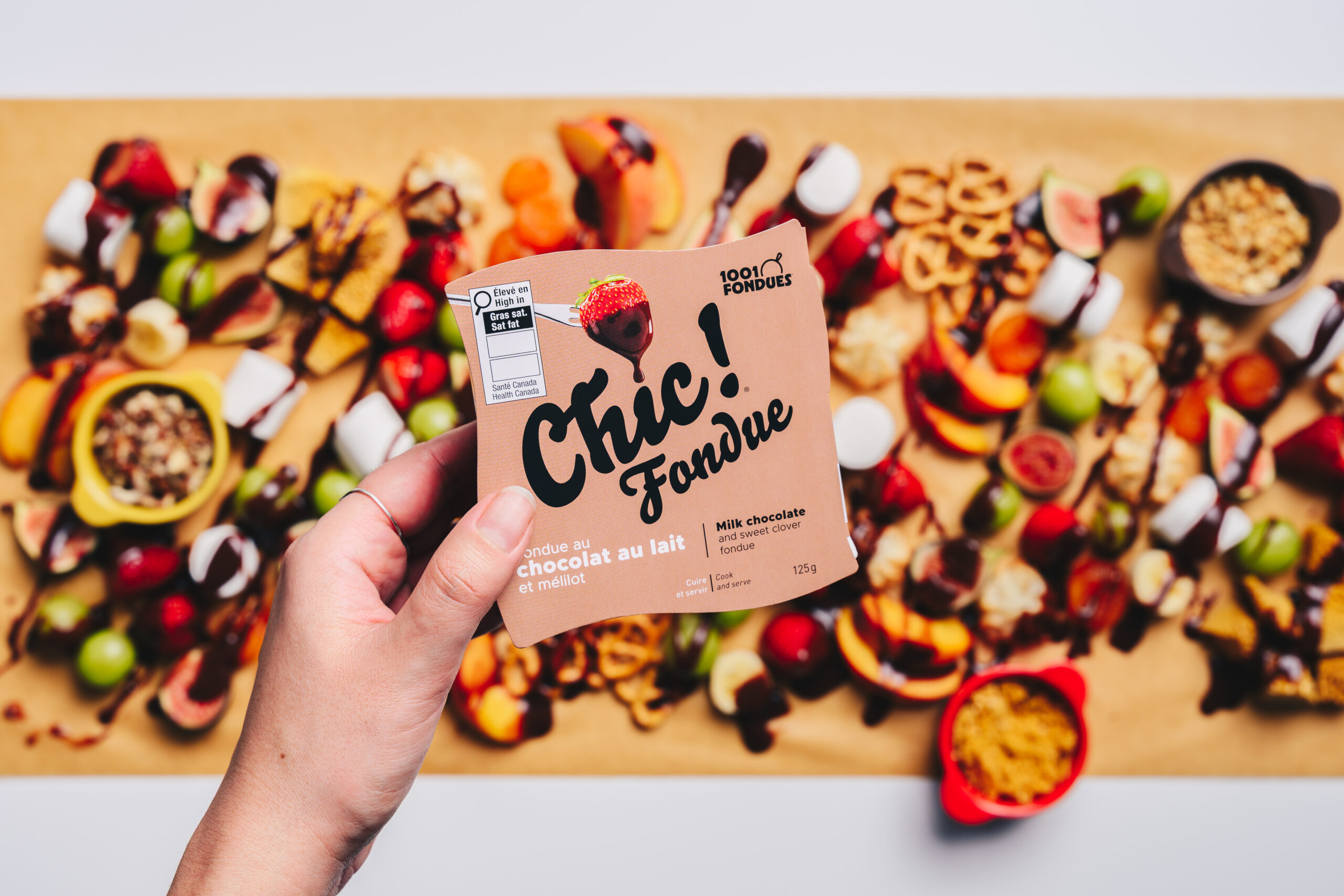 Fondue au chocolat au lait et mélilot