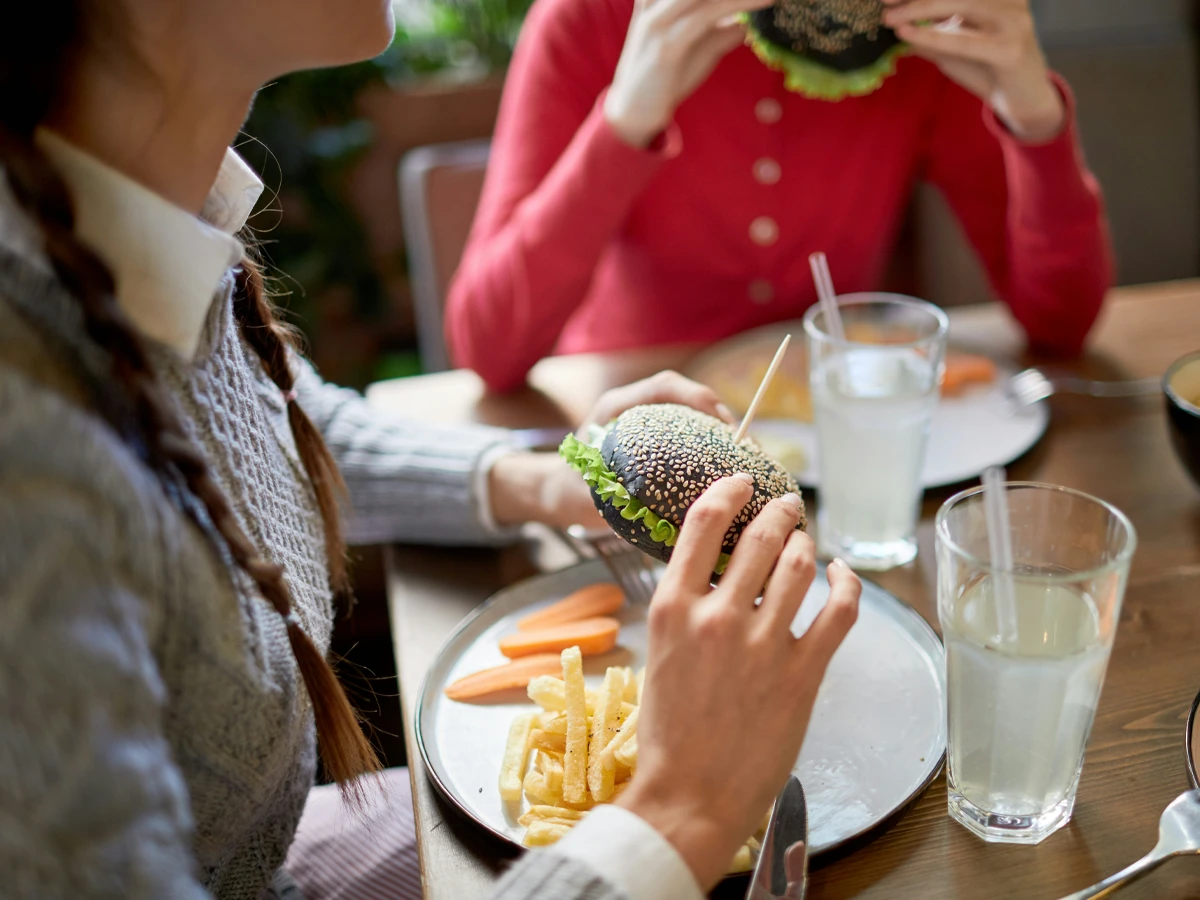 Teens sharing a simple and tasty meal