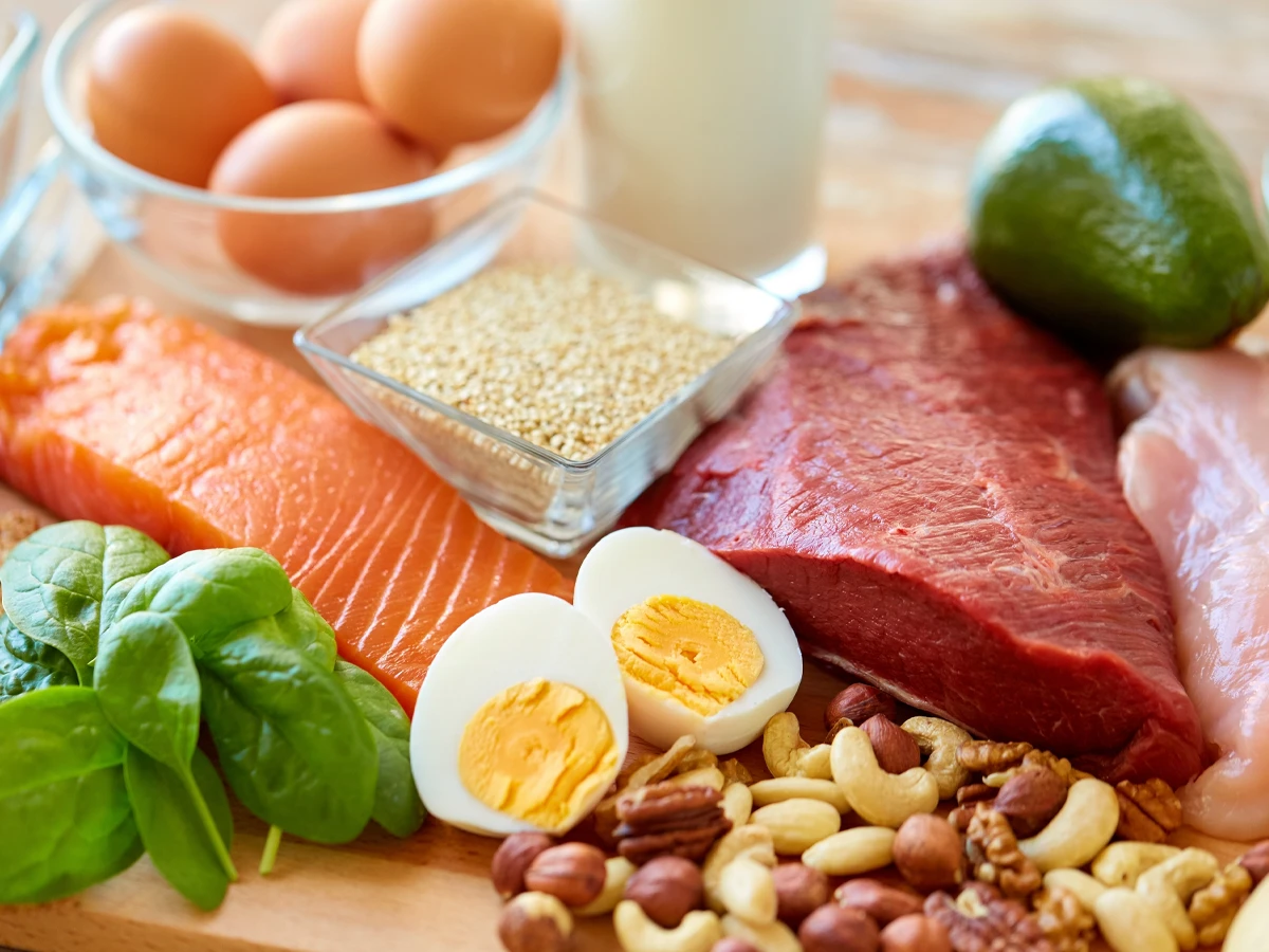 Assortment of protein sources on a table
